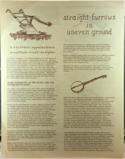 Straight Furrows : Straight Furrows In Uneven Ground (LP, Album)