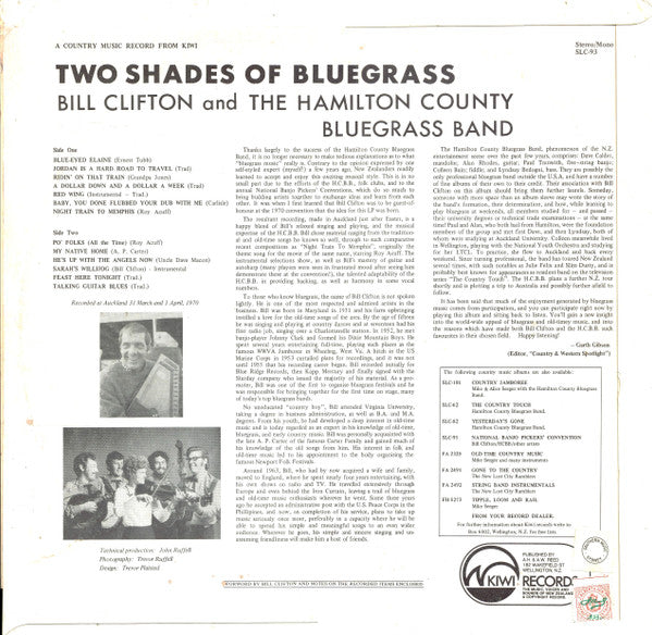 Bill Clifton & The Hamilton County Bluegrass Band* : Two Shades Of Bluegrass (LP, Album)