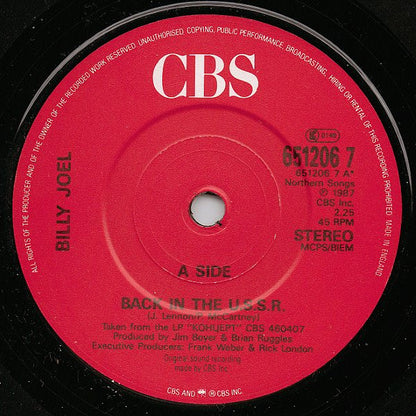 Billy Joel : Back In The U.S.S.R. (7", Single)