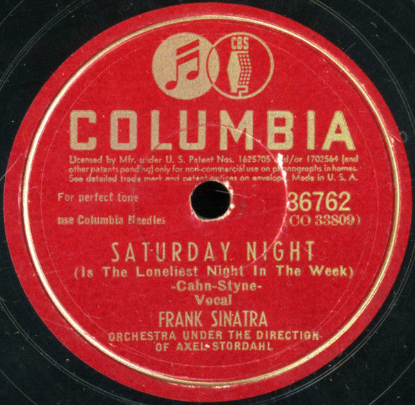 Frank Sinatra : Saturday Night (Is The Loneliest Night Of The Week) / I Dream Of You (More Than You Dream I Do) (Shellac, 10")