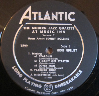 The Modern Jazz Quartet Guest Artist: Sonny Rollins : The Modern Jazz Quartet At Music Inn —  Volume 2 (LP, Album, Mono)