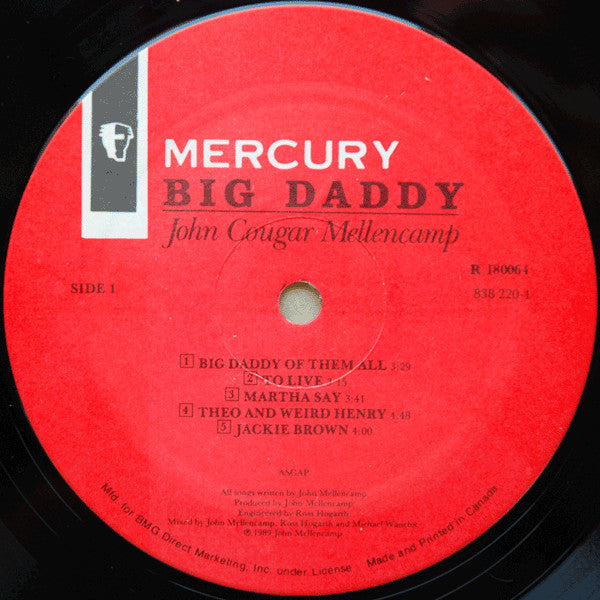 John Cougar Mellencamp : Big Daddy (LP, Album, Club,  BM)