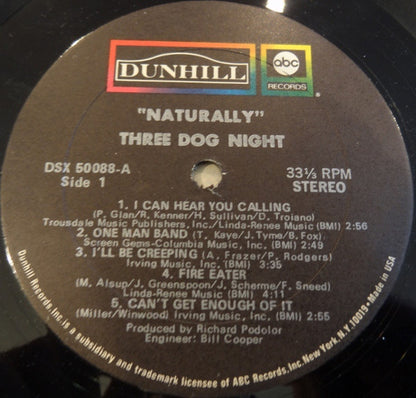Three Dog Night : Naturally (LP, Album)