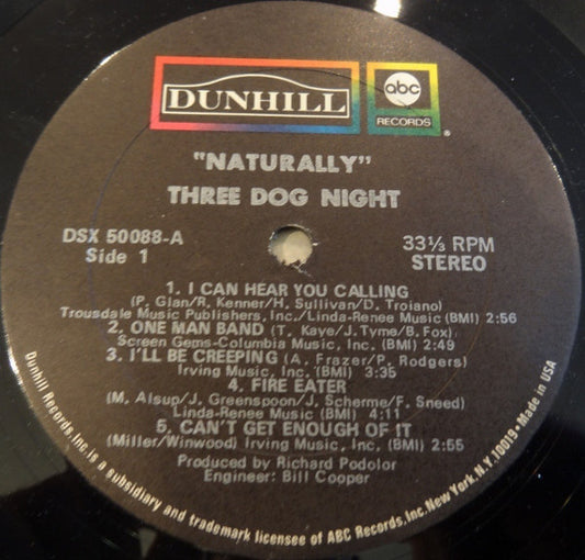 Three Dog Night : Naturally (LP, Album)