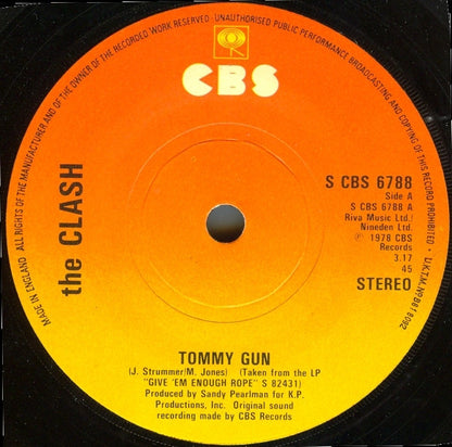 The Clash : Tommy Gun (7", Single)