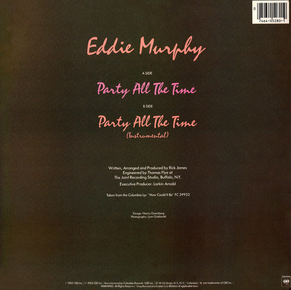 Eddie Murphy : Party All The Time (12", Single, Pit)