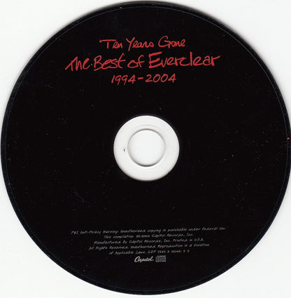 Everclear : Ten Years Gone ★ The Best Of Everclear ★ 1994-2004 (CD, Comp)
