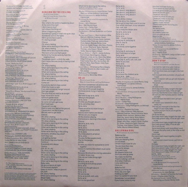 Lionel Richie : Dancing On The Ceiling (LP, Album, Club)
