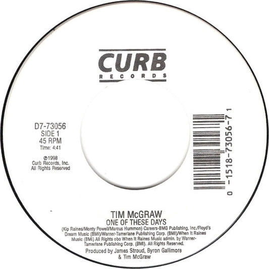 Tim McGraw : One Of These Days / Just To See You Smile (7")