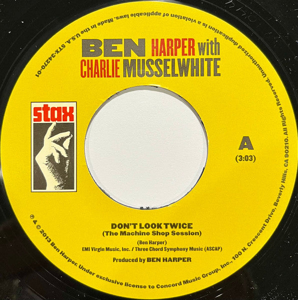 Ben Harper w/ Charlie Musselwhite : Don't Look Twice (7")