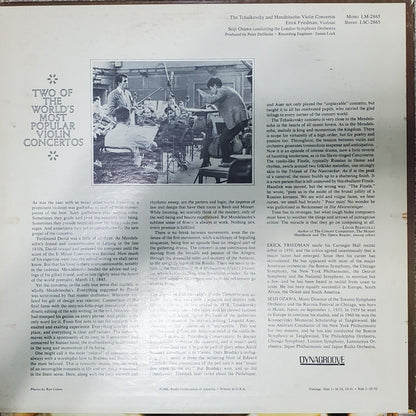 Erick Friedman, Tchaikovsky*, Mendelssohn*, Seiji Ozawa Conducting The London Symphony Orchestra : The Tchaikovsky And Mendelssohn Violin Concertos (LP)