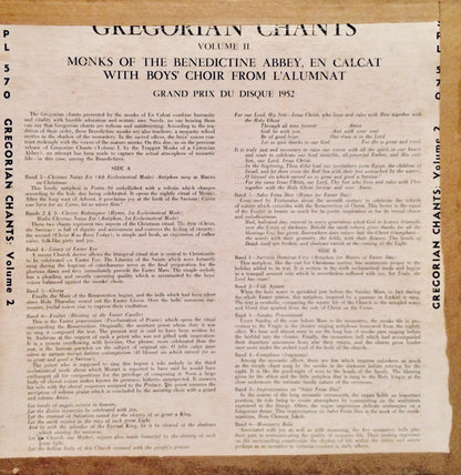Monks Of The Benedictine Abbey : Gregorian Chants Volume 2 (LP, Mono)