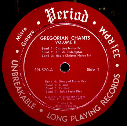 Monks Of The Benedictine Abbey : Gregorian Chants Volume 2 (LP, Mono)