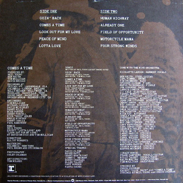 Neil Young : Comes A Time (LP, Album, M/Print, RE, RP, Win)