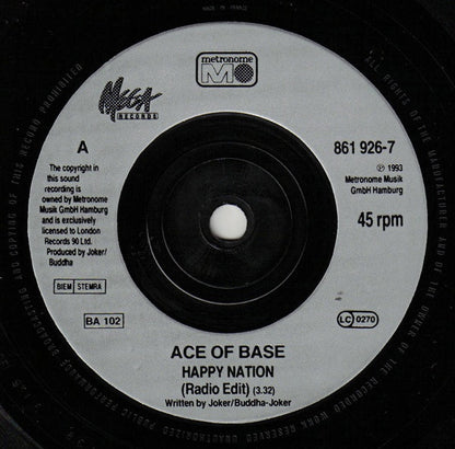 Ace Of Base : Happy Nation (7", Single, Inj)