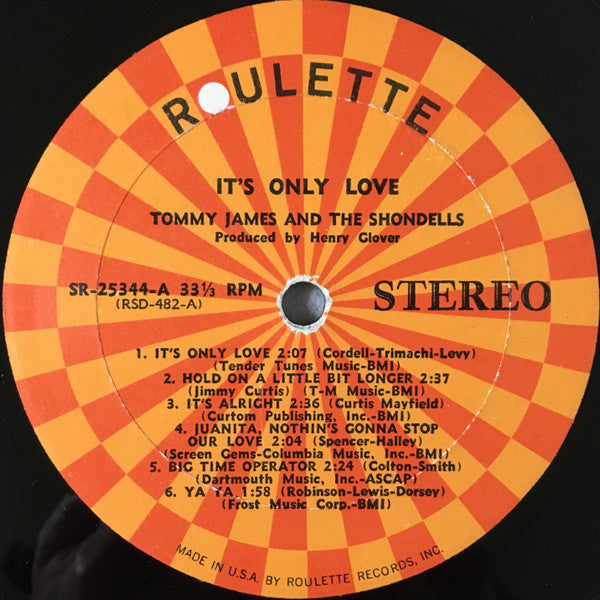 Tommy James & The Shondells : It's Only Love (LP, Album)