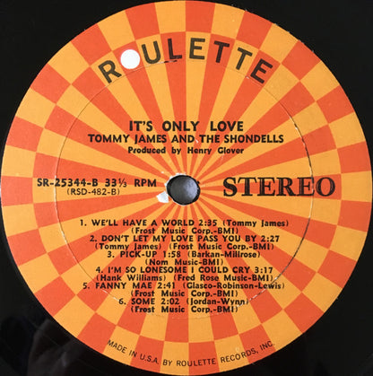 Tommy James & The Shondells : It's Only Love (LP, Album)