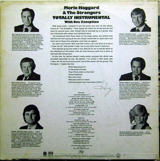 Merle Haggard And The Strangers (5) : Totally Instrumental With One Exception... (LP, Album)