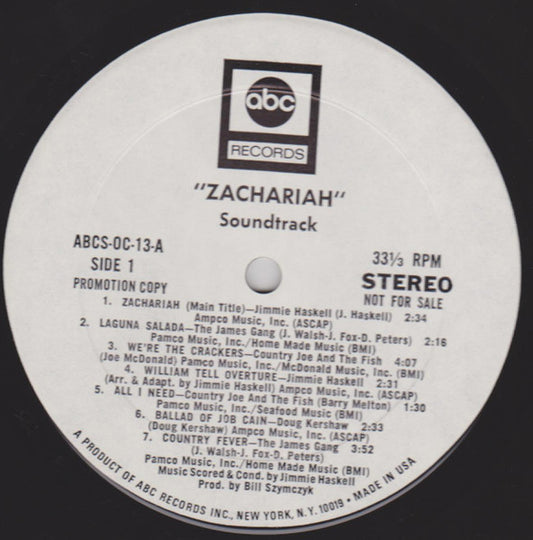 Various : Zachariah (Original Motion Picture Soundtrack) (LP, Promo)