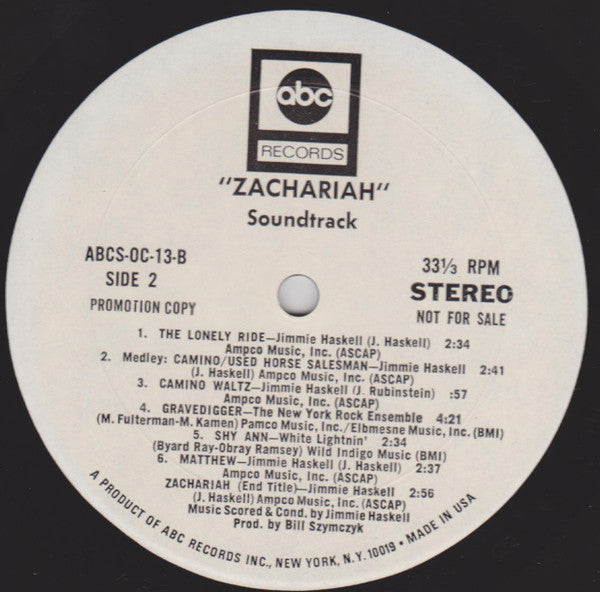 Various : Zachariah (Original Motion Picture Soundtrack) (LP, Promo)