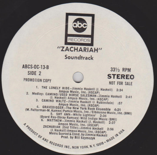Various : Zachariah (Original Motion Picture Soundtrack) (LP, Promo)