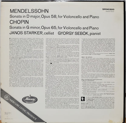 Janos Starker / Mendelssohn* / Chopin*, Gyorgy Sebok* : Cello Sonata In D Major / Cello Sonata In G Minor (LP)