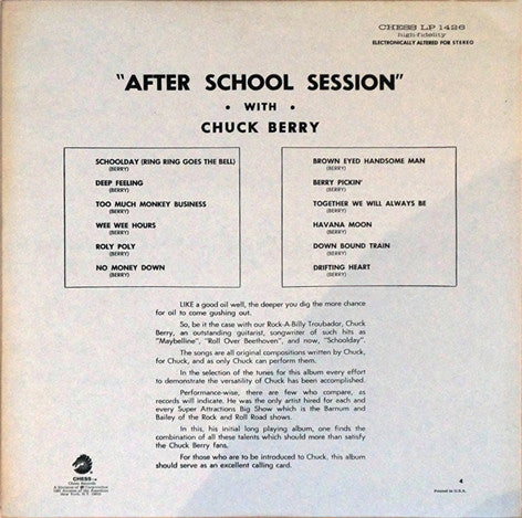 Chuck Berry : After School Session (LP, Album, RP, GRT)