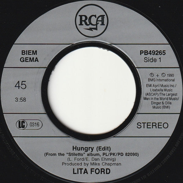 Lita Ford : Hungry (7", Single)