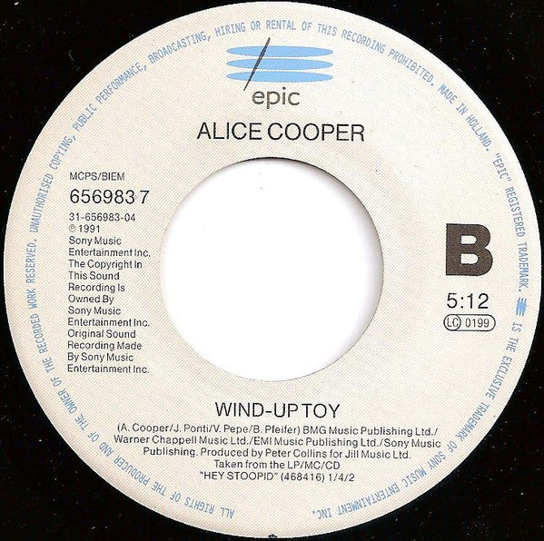 Alice Cooper (2) : Hey Stoopid (7", Single, Sof)
