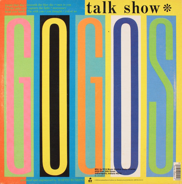 Go-Go's : Talk Show (LP, Album, Club, RCA)