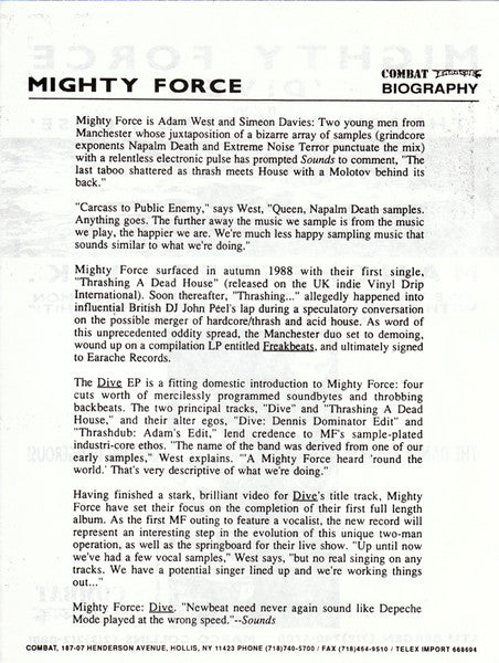 Mighty Force : Dive (12", Single)