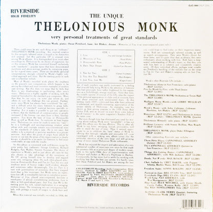 Thelonious Monk : The Unique Thelonious Monk (LP, Album, RE)