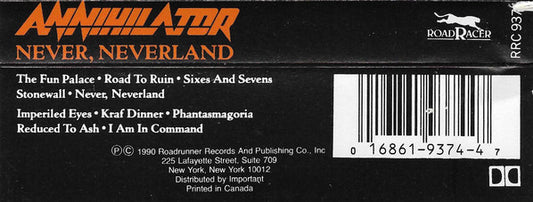Annihilator (2) : Never, Neverland (Cass, Album, cle)