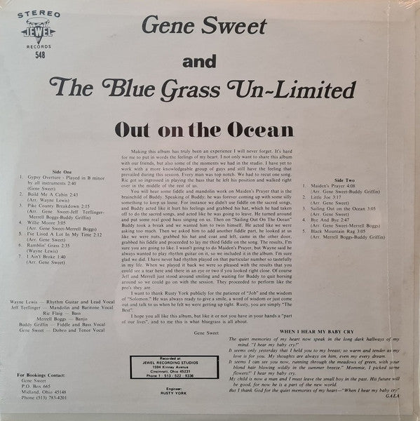 Gene Sweet and The Blue Grass Un-Limited : Out On The Ocean (LP, Album)