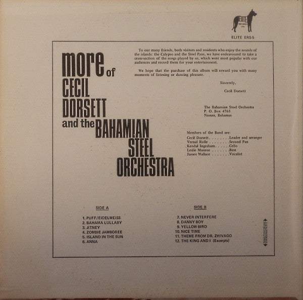 Cecil Dorsett And The Bahamian Steel Orchestra : More Of Cecil Dorsett And The Bahamian Steel Orchestra (LP, Album)