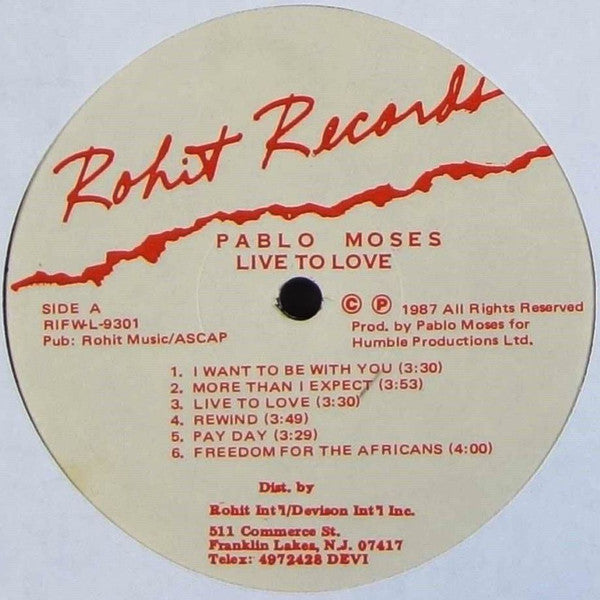 Pablo Moses : Live To Love (LP, Album)