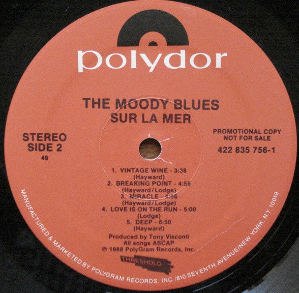 The Moody Blues : Sur La Mer (LP, Album, Promo)