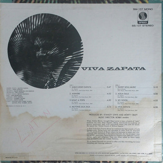 Milton Zapata : Viva Zapata (LP, Album, Mono)
