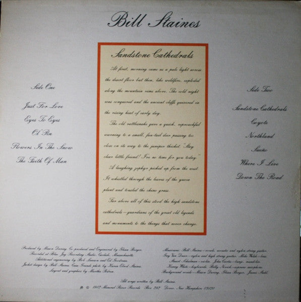 Bill Staines : Sandstone Cathedrals (LP, Album)