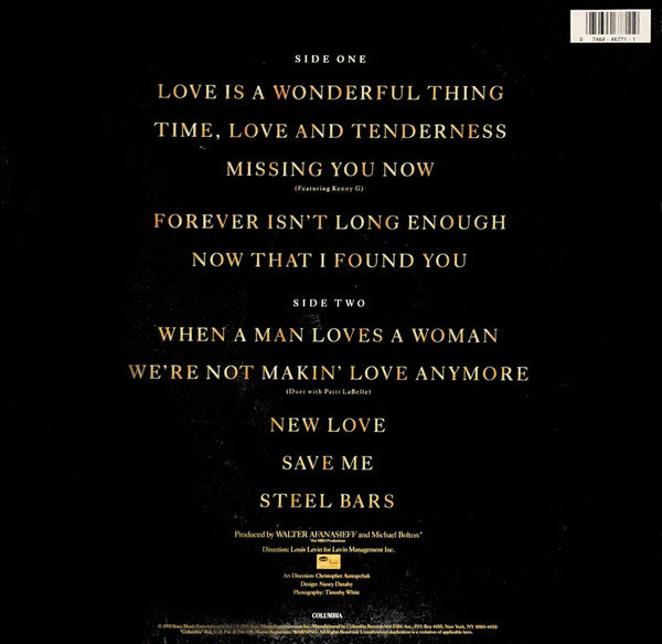 Michael Bolton : Time, Love & Tenderness (LP, Album, Car)