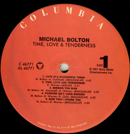 Michael Bolton : Time, Love & Tenderness (LP, Album, Car)
