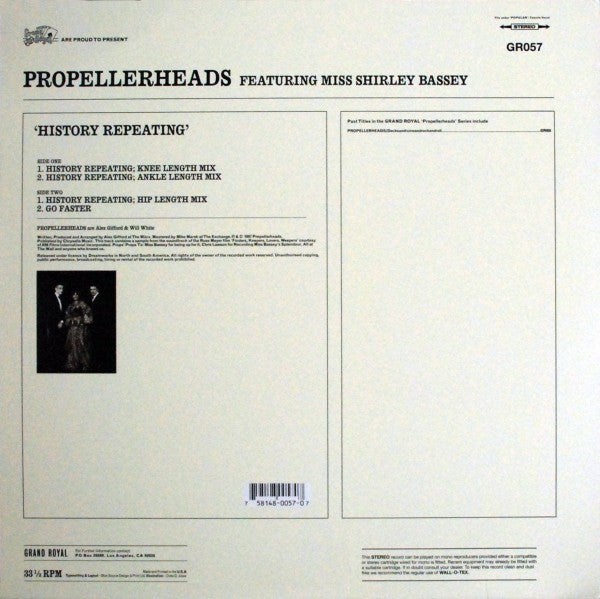 Propellerheads Featuring Miss Shirley Bassey* : History Repeating (12")