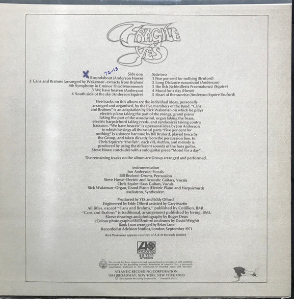 Yes : Fragile (LP, Album, Club, Gat)