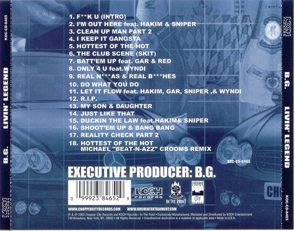 B.G. A.K.A. B.Gizzle* : Livin' Legend (2xCD, Album)