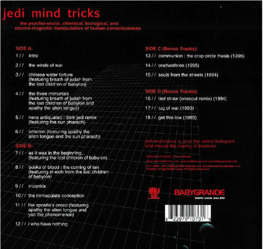 Jedi Mind Tricks : The Psycho-Social, Chemical, Biological, And Electro-Magnetic Manipulation Of Human Consciousness (2xLP, Album, Ltd, RE, RM, Red)