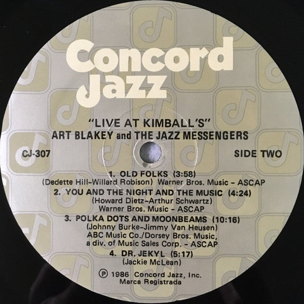 Art Blakey And The Jazz Messengers* : Live At Kimball's (LP, Album)
