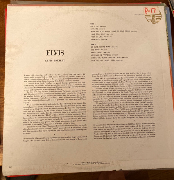 Elvis Presley : Elvis (LP, Album, RE, Ind)