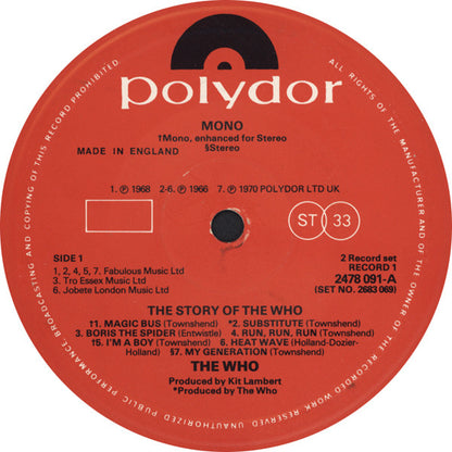 The Who : The Story Of The Who (2xLP, Comp, Mono, mix)