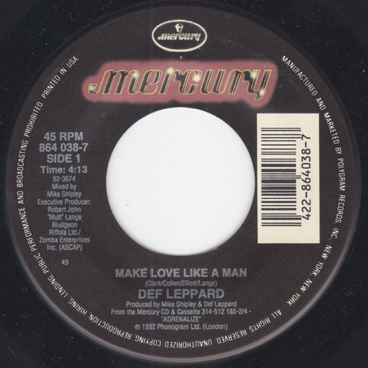 Def Leppard : Make Love Like A Man (7", Single)