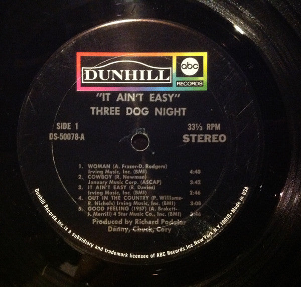 Three Dog Night : It Ain't Easy (LP, Album, RP, Mon)
